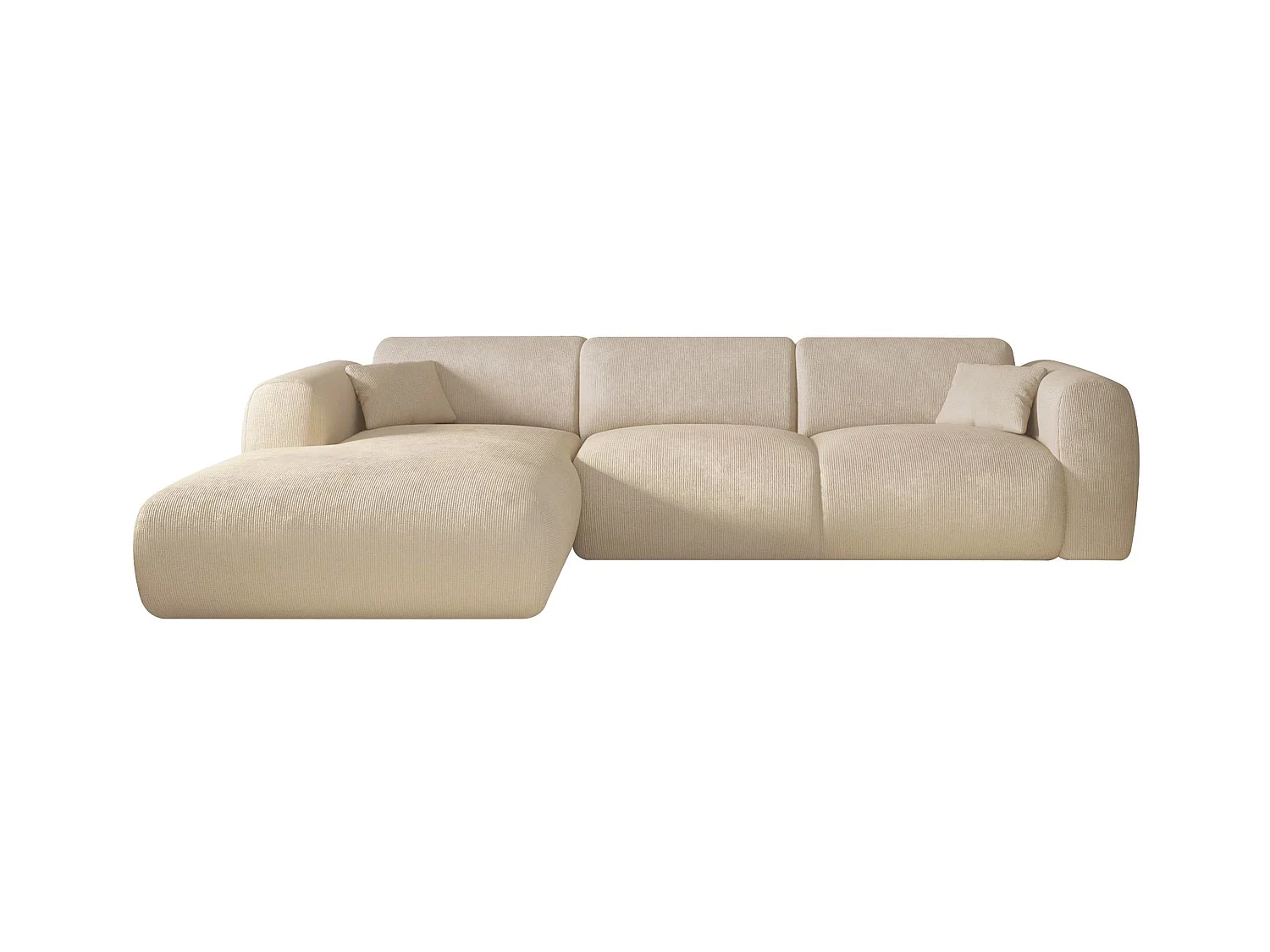 Großes Ecksofa - Ecke links - Samt-Stoff - Beige - POGNI von Maison Céphy