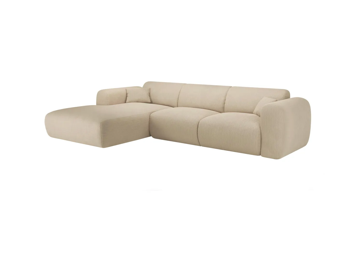 Großes Ecksofa - Ecke links - Samt-Stoff - Beige - POGNI von Maison Céphy