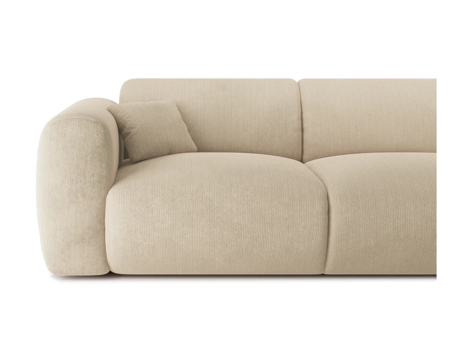 Großes Ecksofa - Ecke links - Samt-Stoff - Beige - POGNI von Maison Céphy