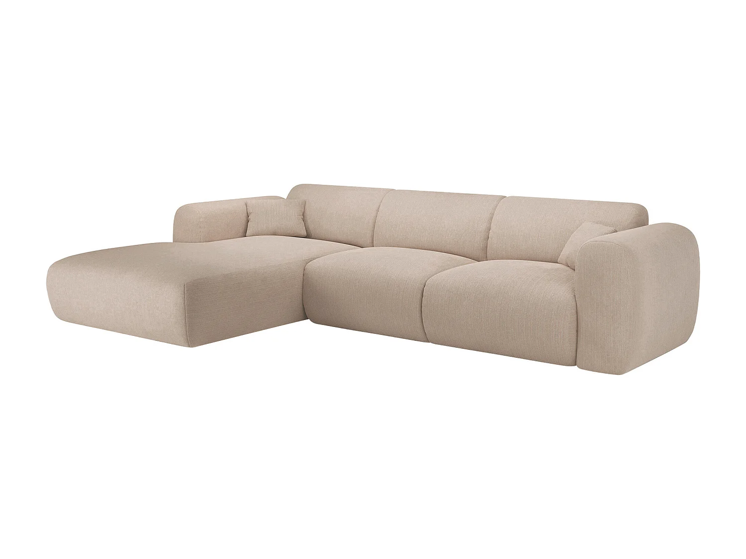 Großes Ecksofa - Ecke links - Samt-Stoff - Beige - POGNI von Maison Céphy