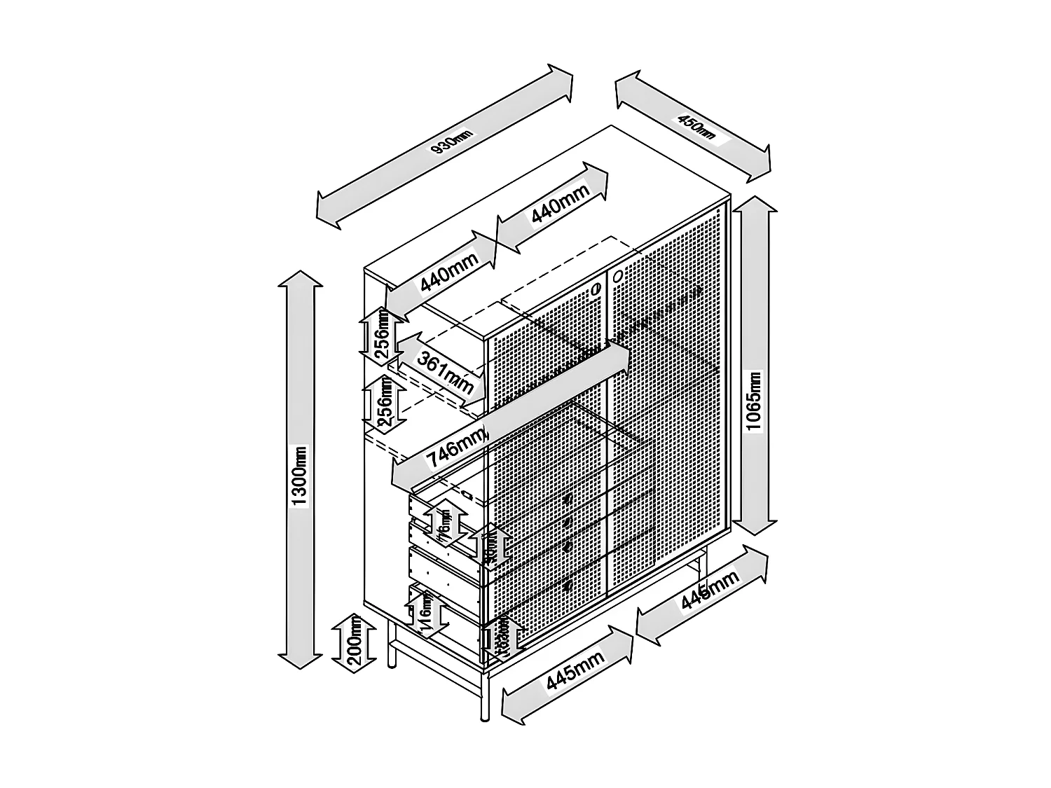 Meuble d'entrée 2 portes 4 tiroirs Vert/Noir - TEULAT PUNTO