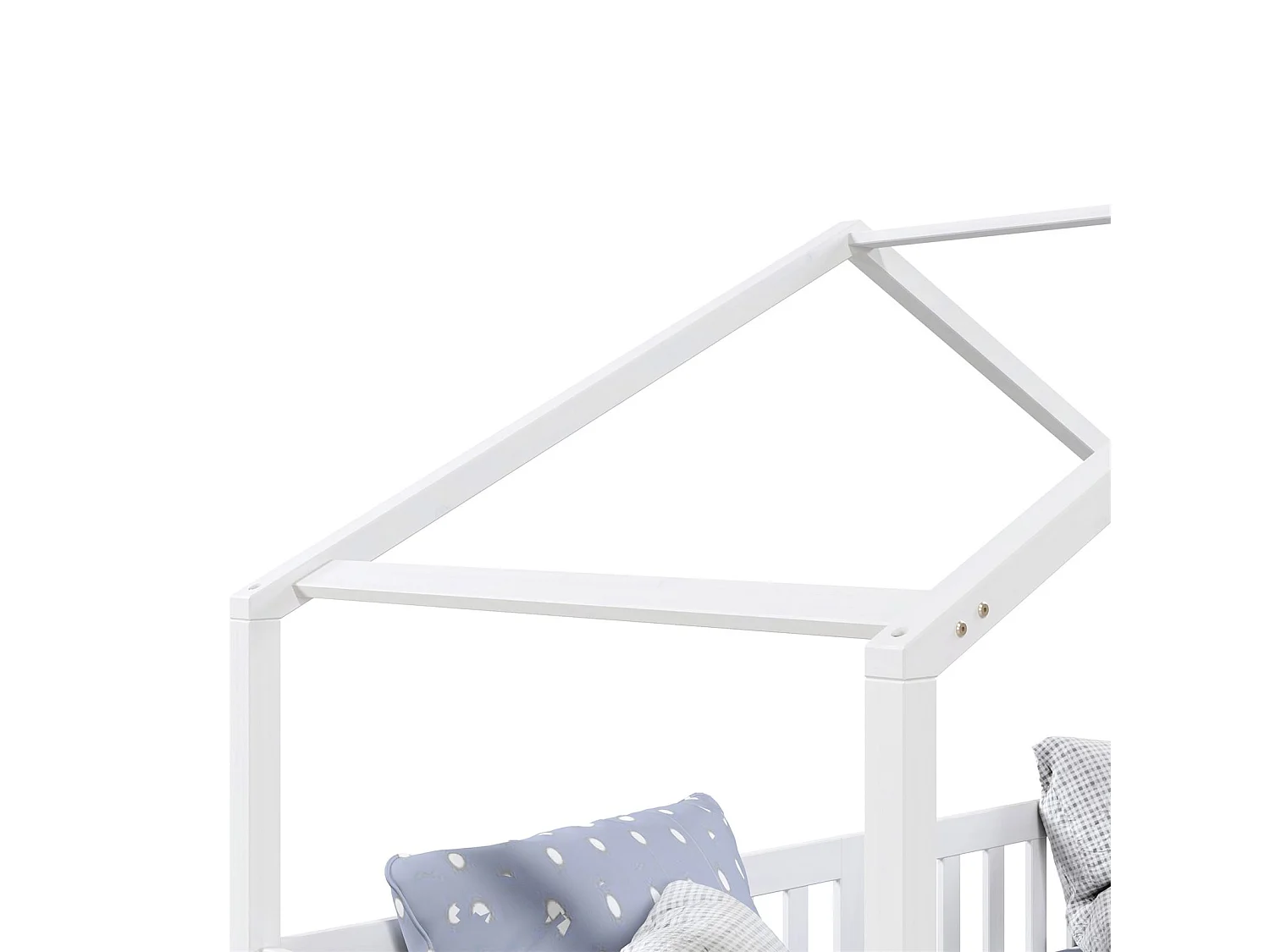 Lit cabane ELEA lit enfant simple montessori 90 x 200 cm, avec 2 tiroirs de rangement, en pin massif lasuré blanc