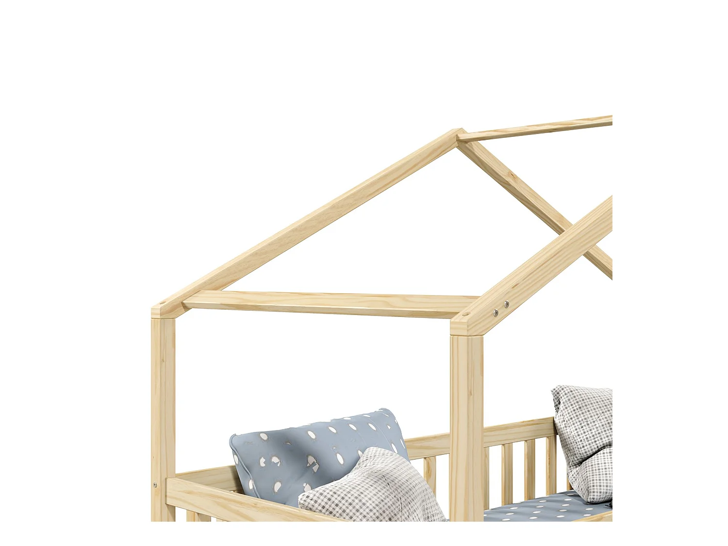 Lit cabane ELEA lit enfant simple montessori 90 x 200 cm, avec 2 tiroirs de rangement, en pin massif à la finition naturelle