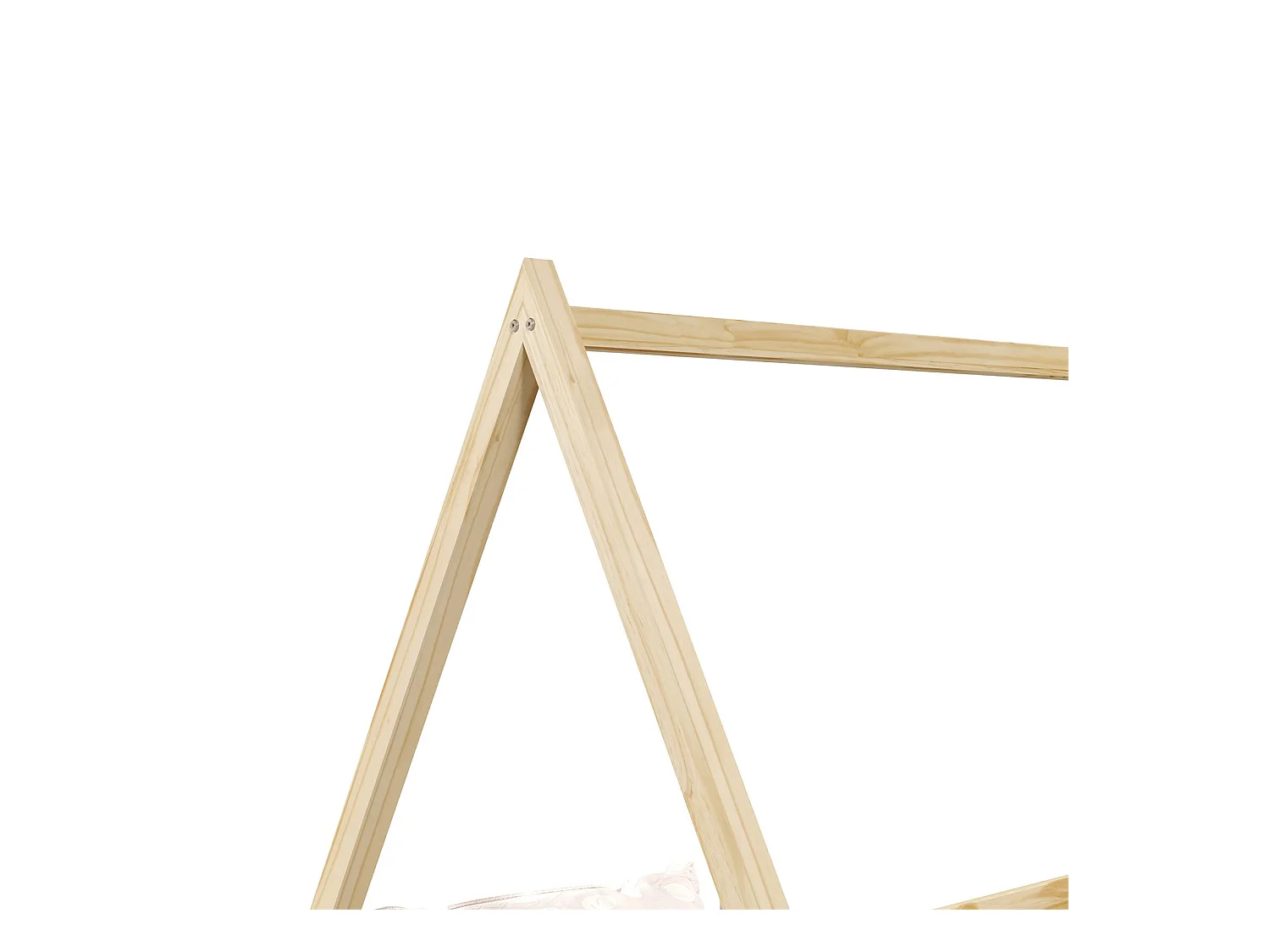 Lit cabane SILA 90x200 cm, lit simple enfant 1 place type Montessori, en pin massif finition naturelle