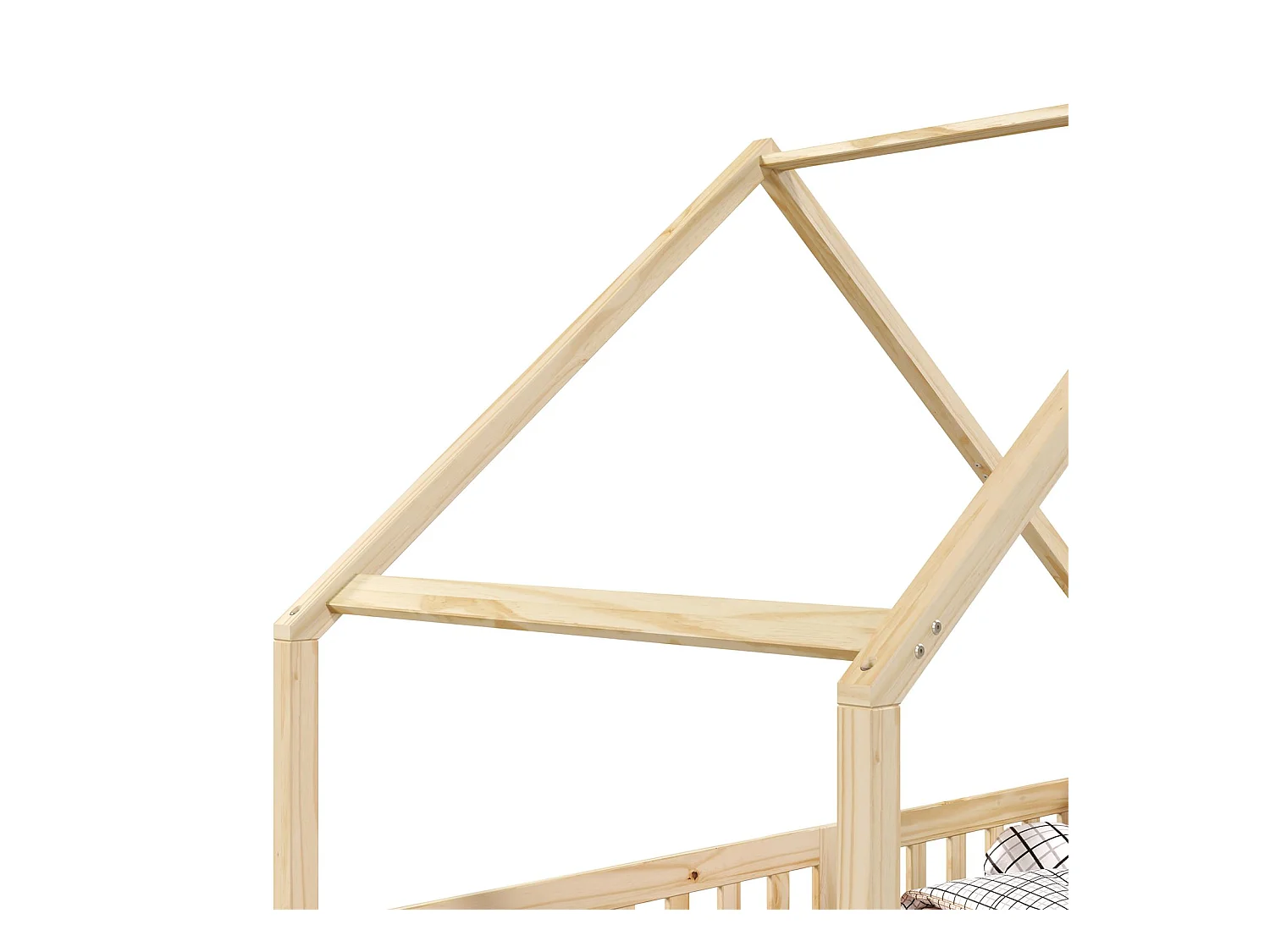 Lit cabane CORA lit enfant simple montessori asymétrique en bois 90 x 200 cm en pin massif à la finition naturelle