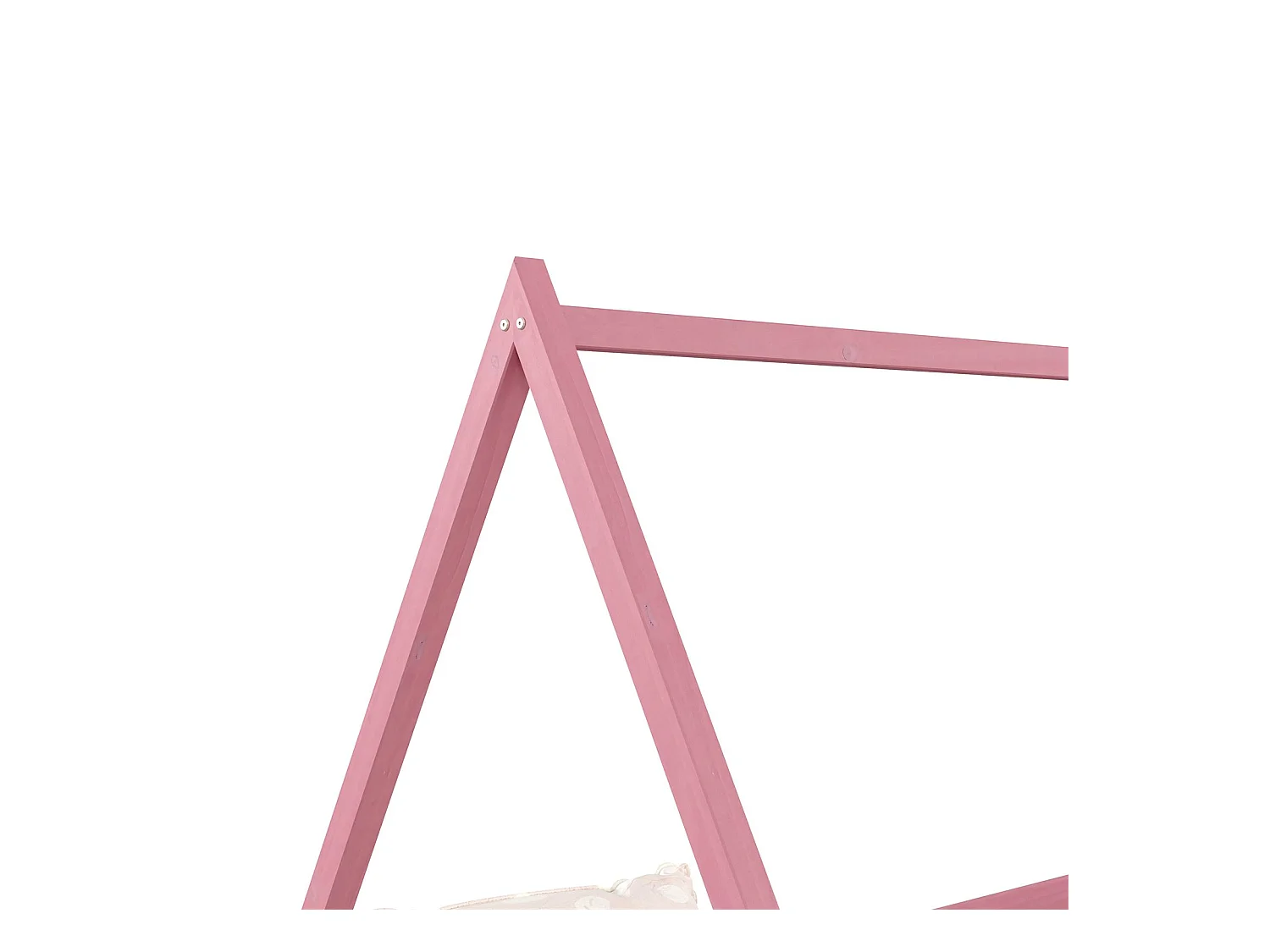 Lit cabane SILA 90x200 cm, lit simple enfant 1 place type Montessori, en pin massif rose