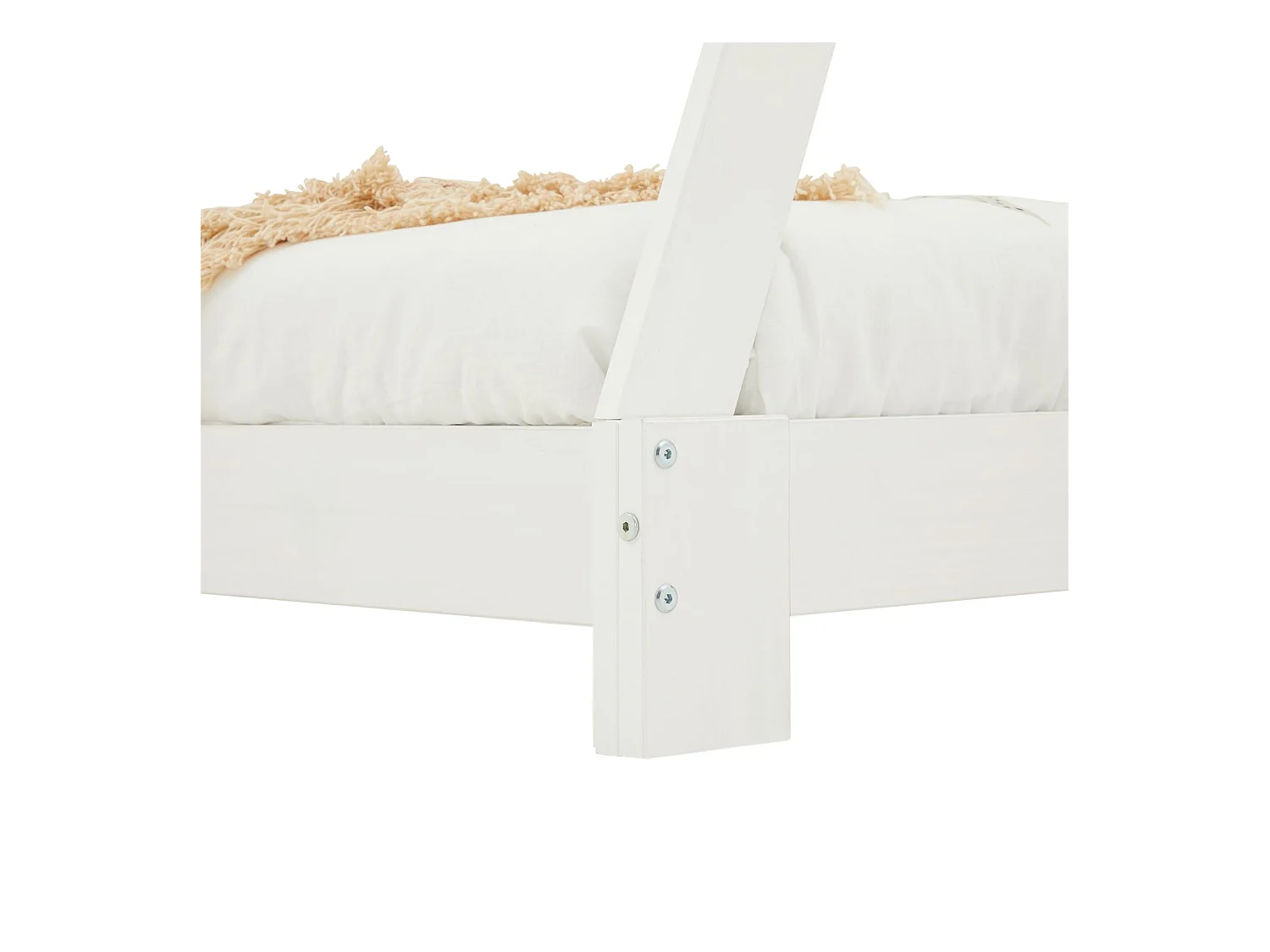 Lit tipi ELIN lit enfant simple en bois type montessori, 90 x 200 cm, en pin massif lasuré blanc