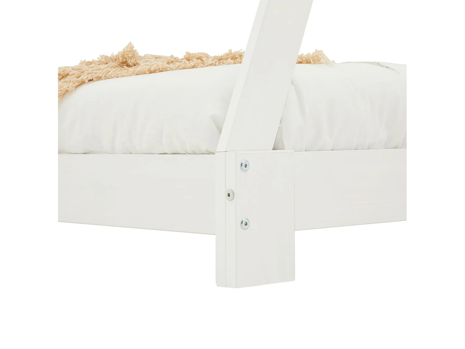 Lit tipi ELIN lit enfant simple en bois type montessori, 90 x 200 cm, en pin massif lasuré blanc