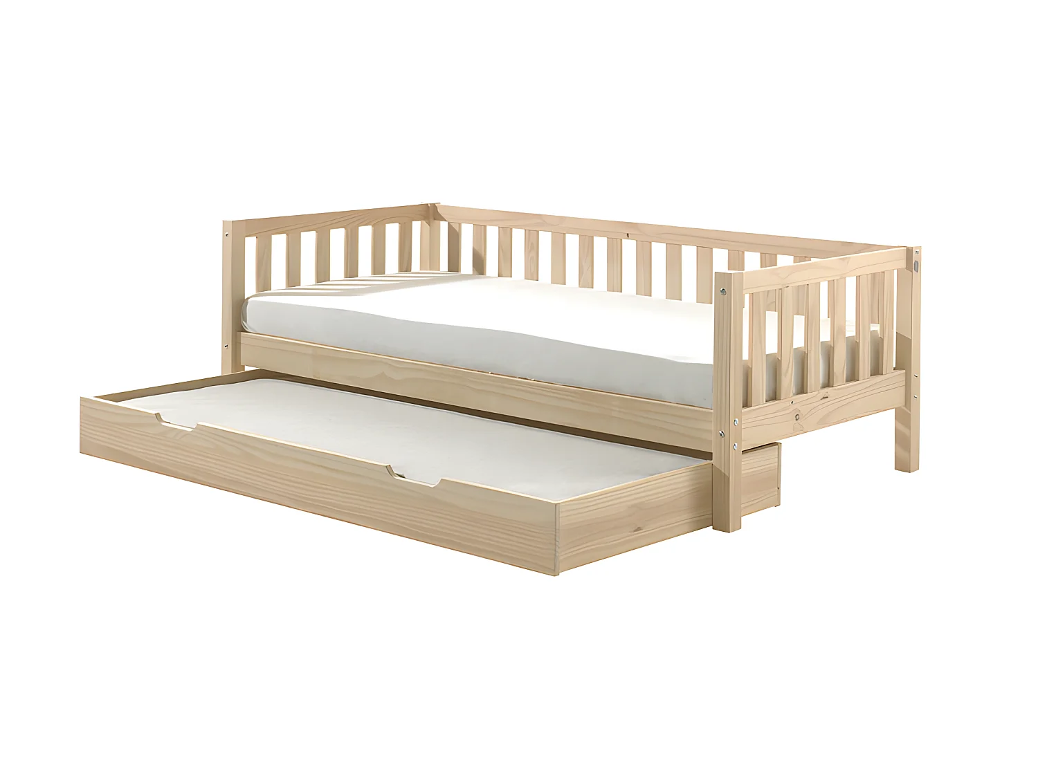 Pack - Lit Capitaine Enfant & Tiroir "Fritz" 90x200cm Naturel