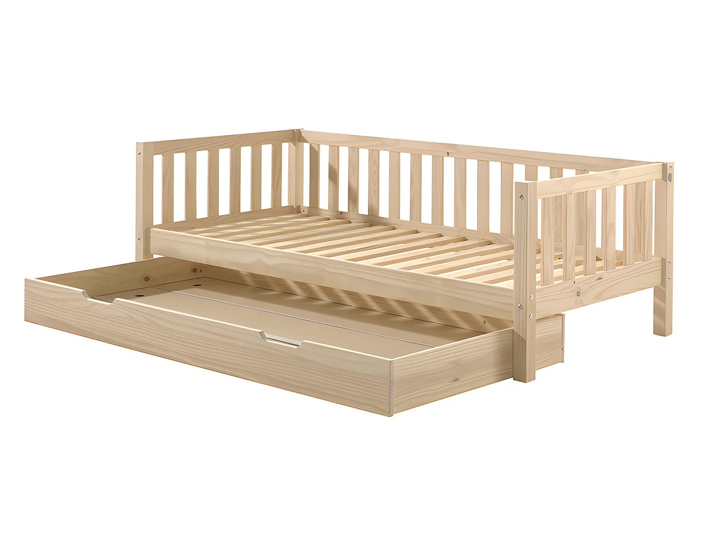 Pack - Lit Capitaine Enfant & Tiroir "Fritz" 90x200cm Naturel