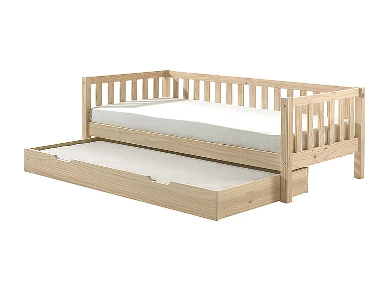 Pack - Lit Capitaine Enfant & Tiroir "Fritz" 90x200cm Naturel