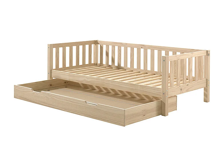 Pack - Lit Capitaine Enfant & Tiroir "Fritz" 90x200cm Naturel