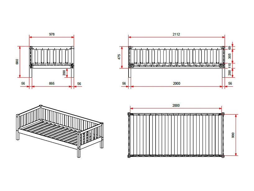 Pack - Lit Capitaine Enfant & Tiroir "Fritz" 90x200cm Naturel