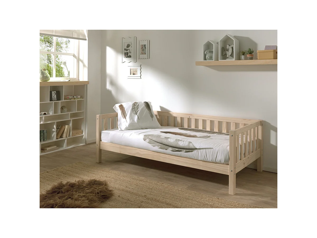 Pack - Lit Capitaine Enfant & Tiroir "Fritz" 90x200cm Naturel