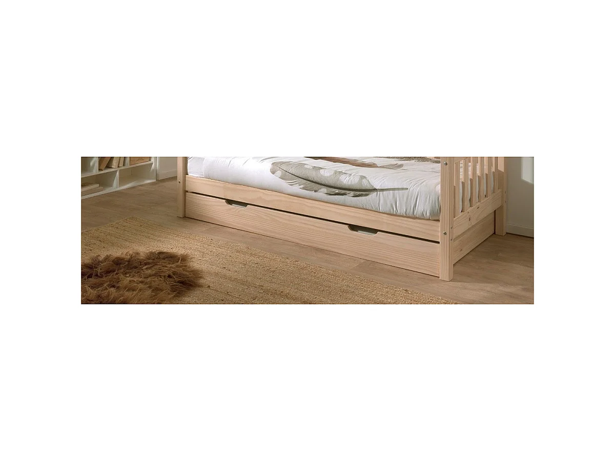 Pack - Lit Capitaine Enfant & Tiroir "Fritz" 90x200cm Naturel