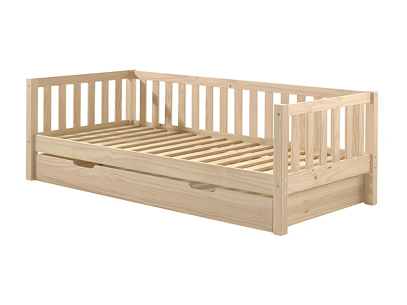 Pack - Lit Capitaine Enfant &amp; Tiroir &quot;Fritz&quot; 90x200cm Naturel