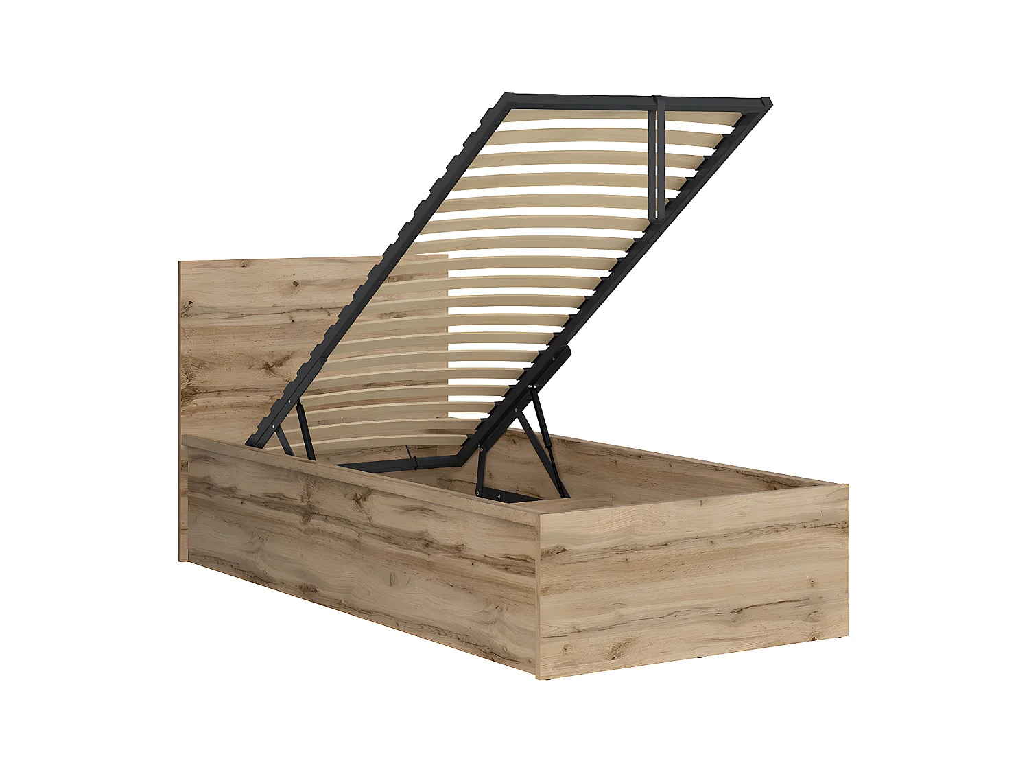 Lit coffre 90x200 sommier inclus Edwin Bois