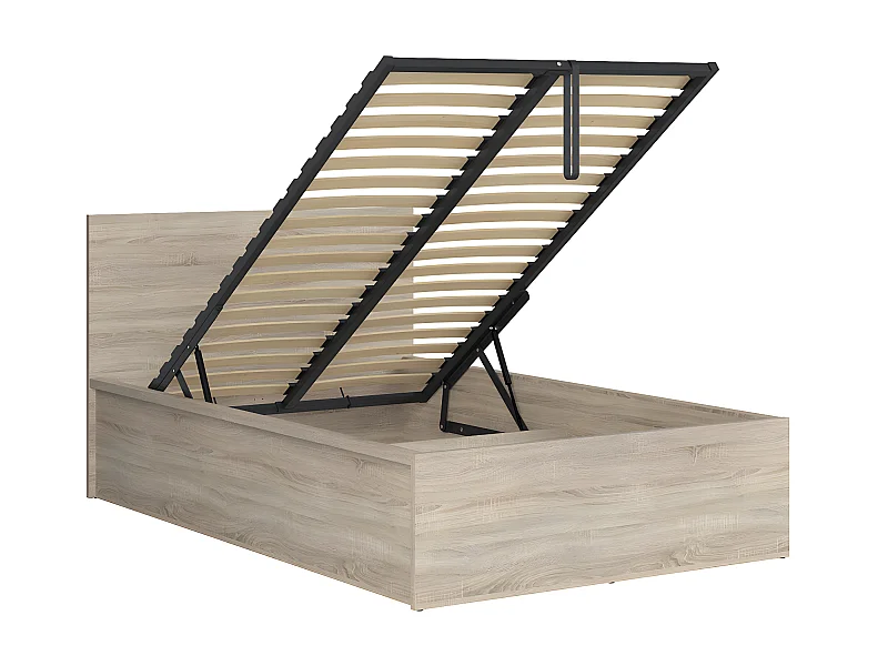 Lit coffre 120x200 sommier inclus Edwin Bois Clair