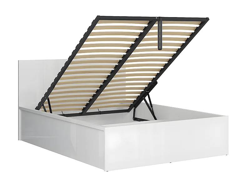 Lit coffre 140x200 sommier inclus Edwin Blanc