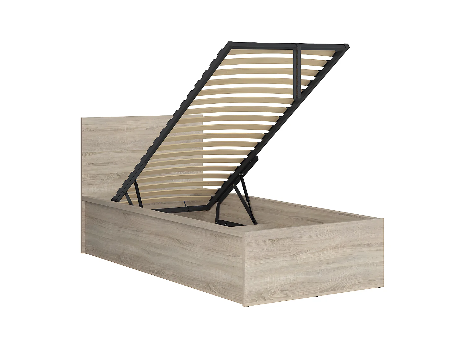 Lit coffre 90x200 sommier inclus Edwin Bois Clair
