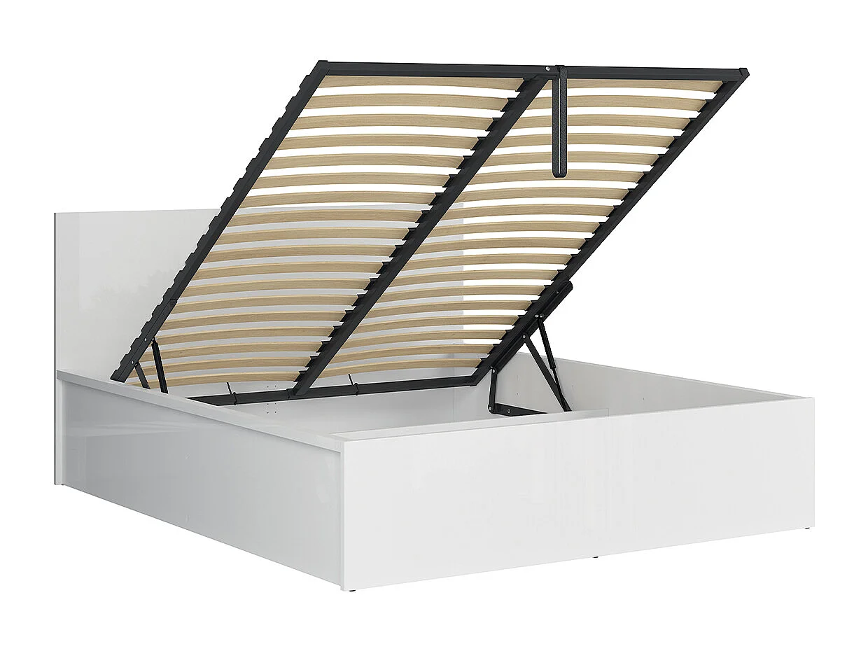 Lit coffre 160x200 sommier inclus Edwin Blanc