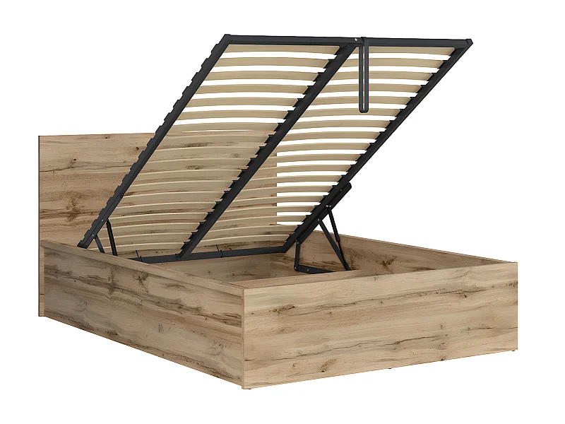 Letto con contenitore con base Edwin marrone 140x200