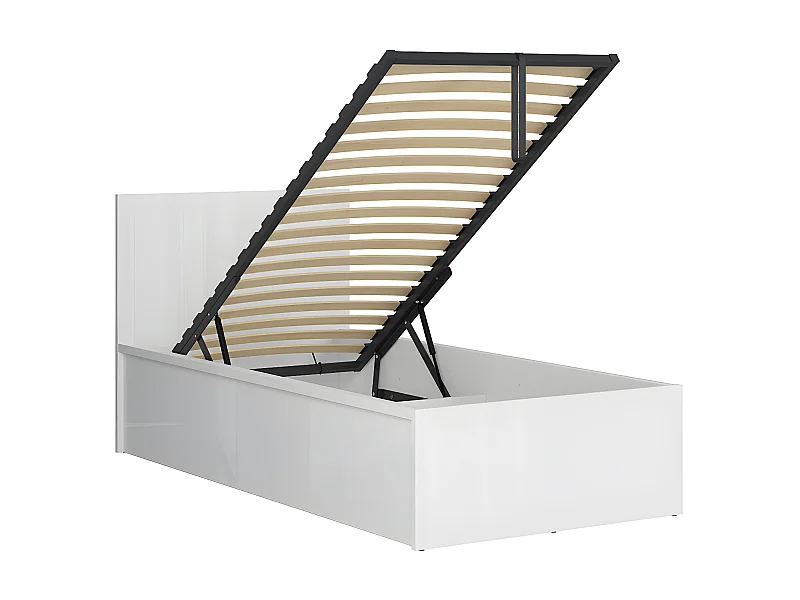 Lit coffre 90x200 sommier inclus Edwin Blanc