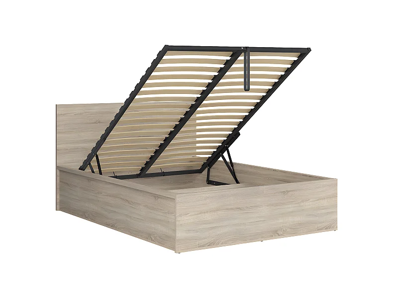 Lit coffre 140x200 sommier inclus Edwin Bois Clair