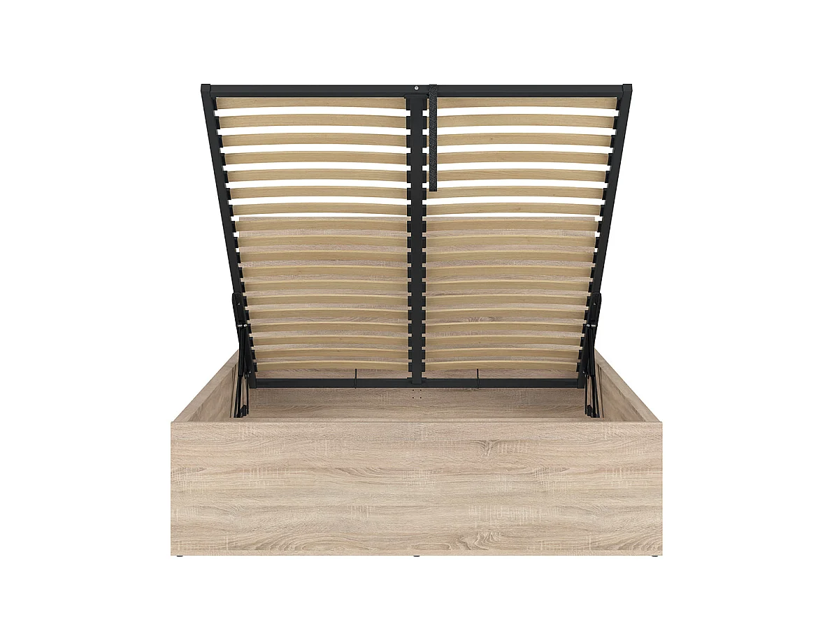Lit coffre 140x200 sommier inclus Edwin Bois Clair