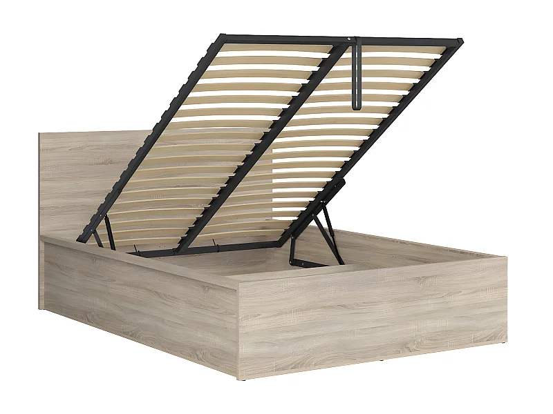 Lit coffre 140x200 sommier inclus Edwin Bois Clair