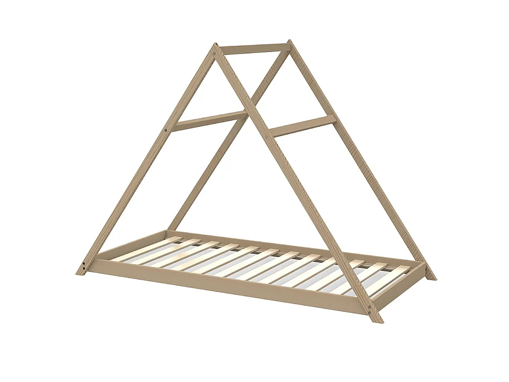Lit cabane APACHE 90x190 + 1 sommier / Naturel