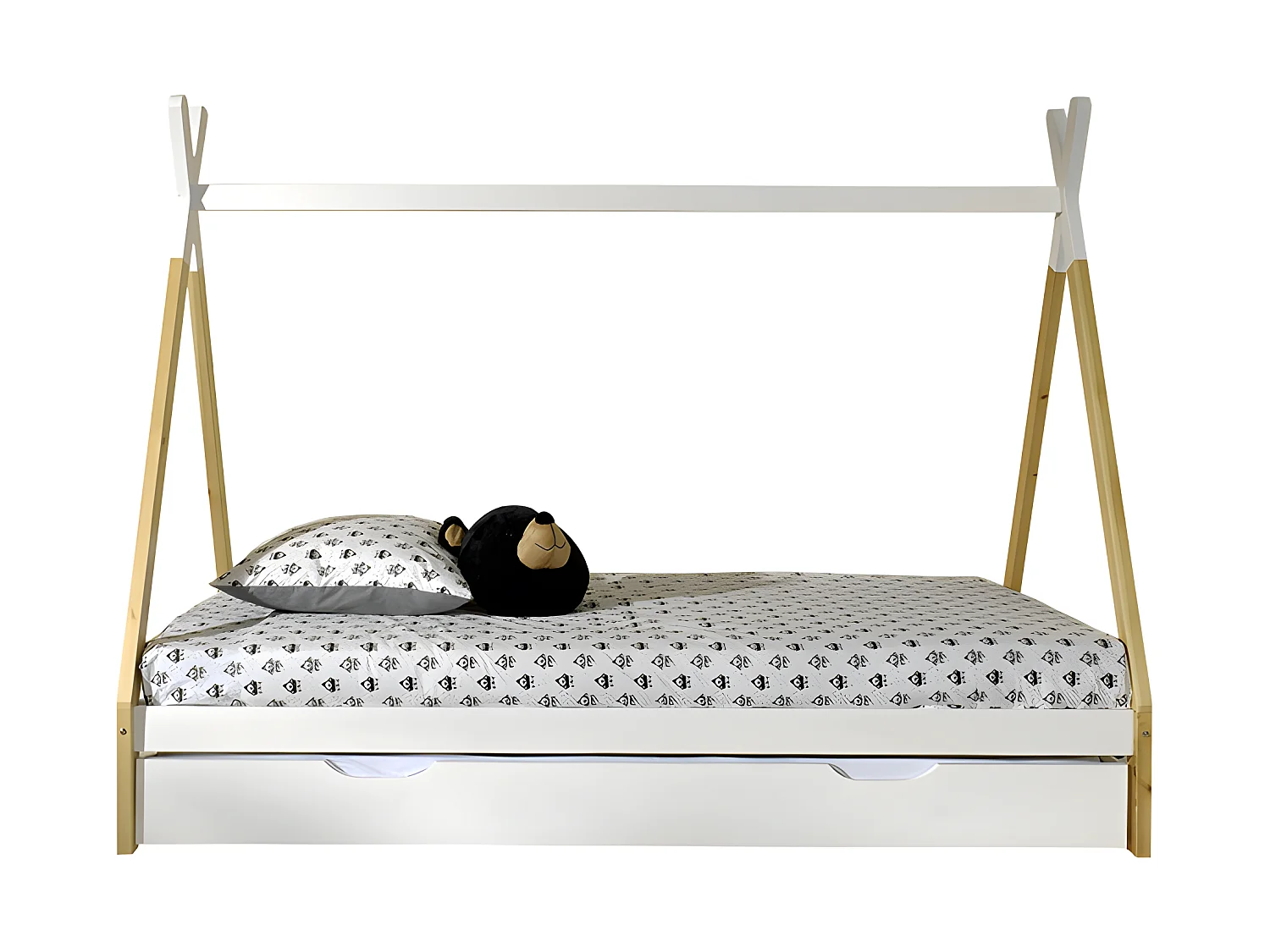 Pack - Lit Enfant & Tiroir "Tipi" 90x200cm Blanc