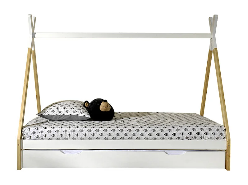Pack - Lit Enfant & Tiroir "Tipi" 90x200cm Blanc