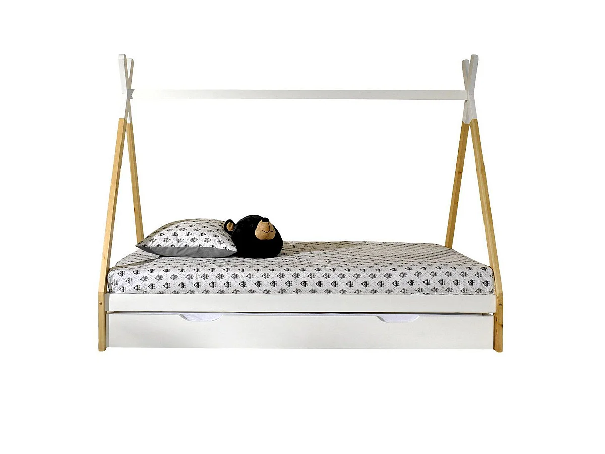 Pack - Lit Enfant & Tiroir "Tipi" 90x200cm Blanc
