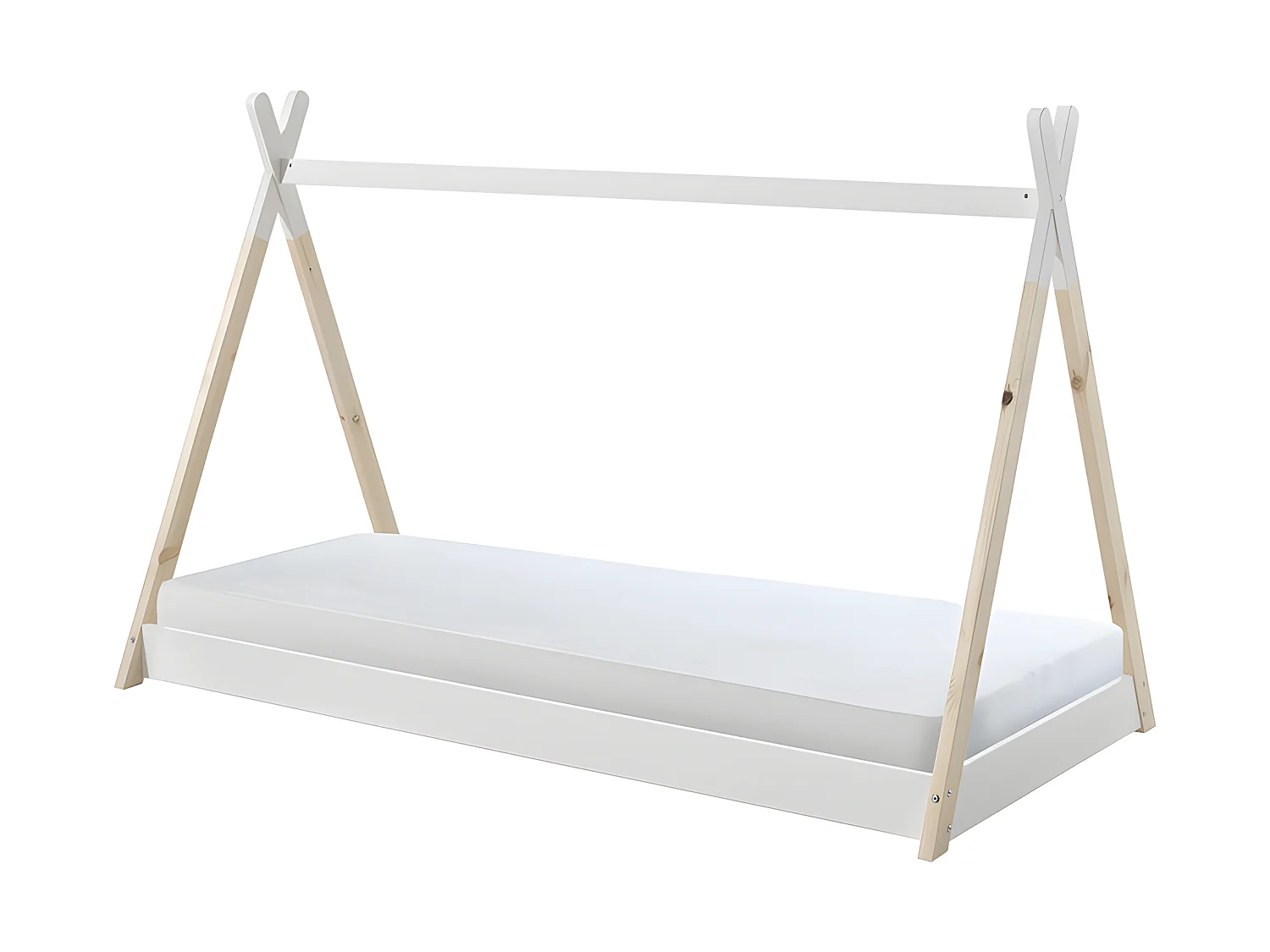 Pack - Lit Enfant & Textile "Tipi" 90x200cm Blanc