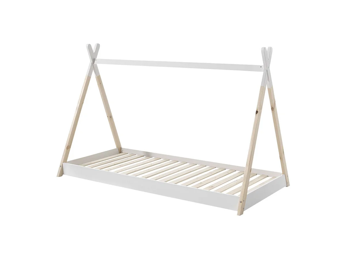 Pack - Lit Enfant & Textile "Tipi" 90x200cm Blanc