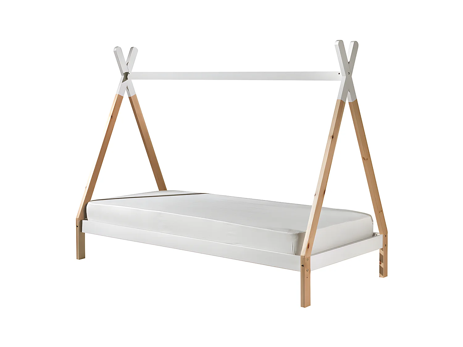 Lit Enfant en Pin Massif "Tipi" 90x200cm Blanc
