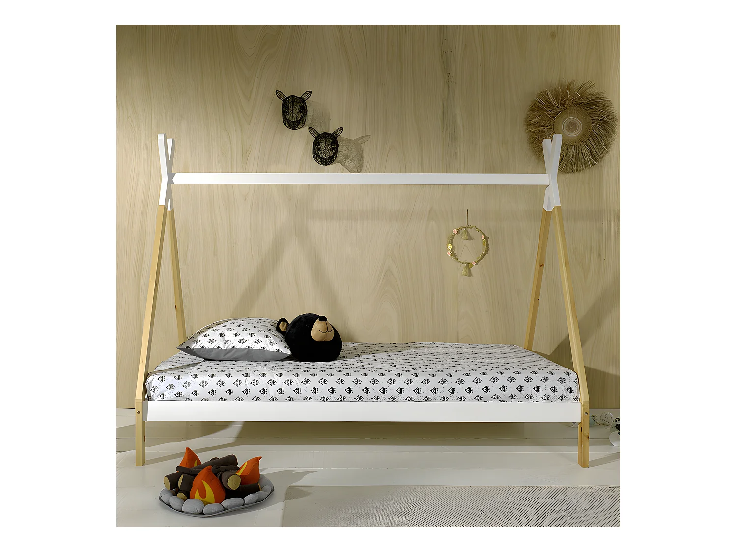 Lit Enfant en Pin Massif "Tipi" 90x200cm Blanc