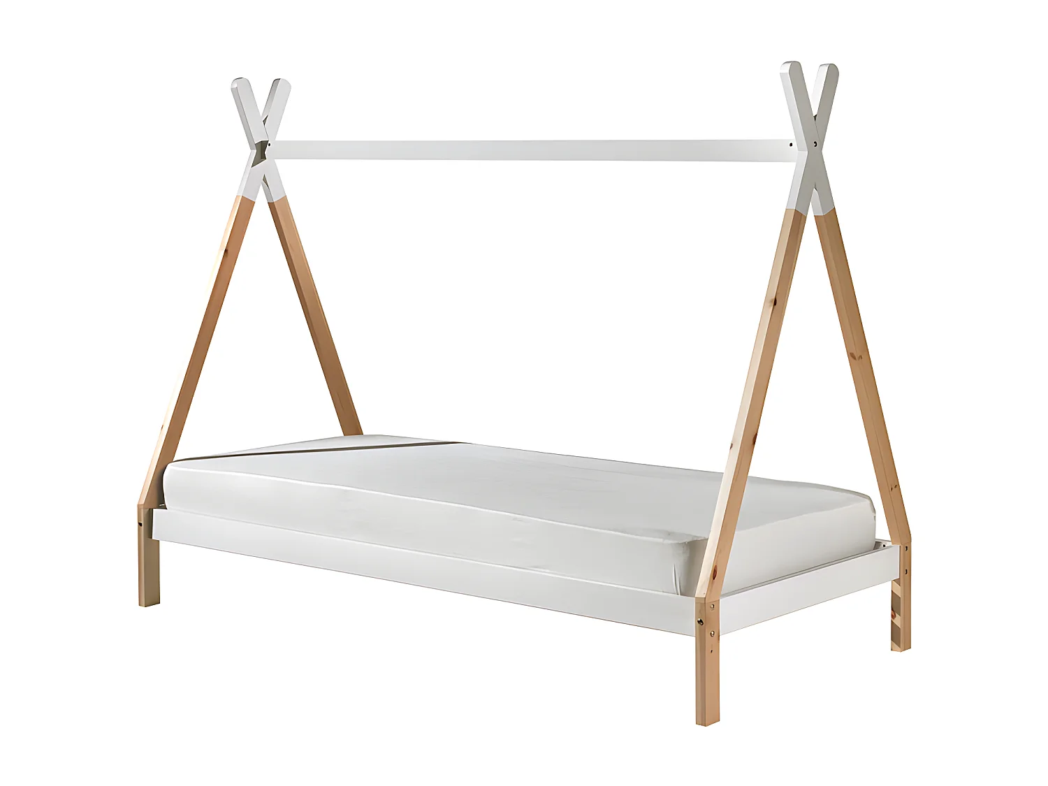 Lit Enfant en Pin Massif "Tipi" 90x200cm Blanc