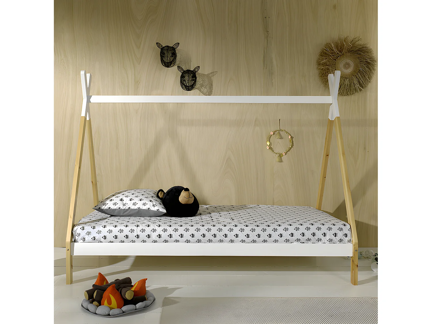 Lit Enfant en Pin Massif "Tipi" 90x200cm Blanc