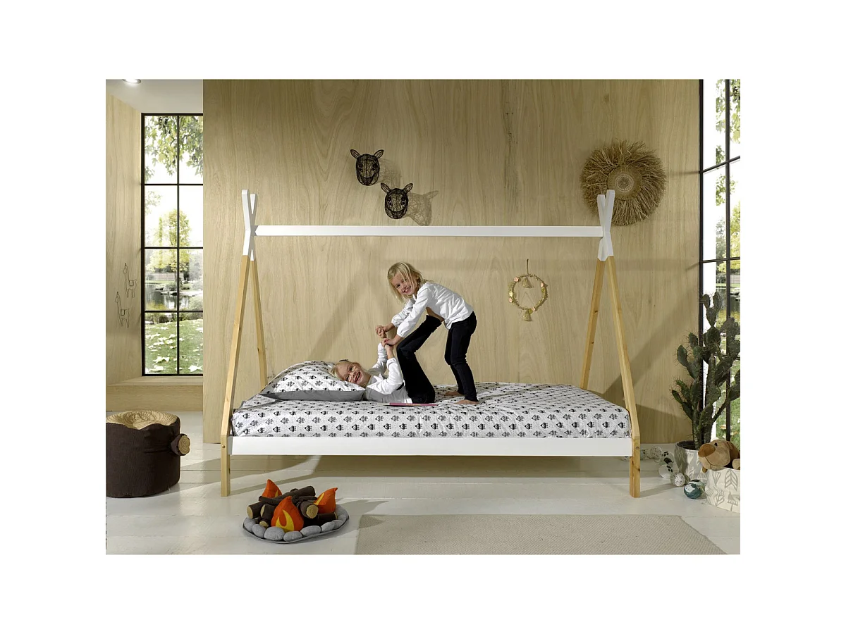 Lit Enfant en Pin Massif "Tipi" 90x200cm Blanc