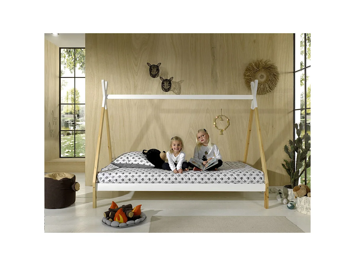 Lit Enfant en Pin Massif "Tipi" 90x200cm Blanc