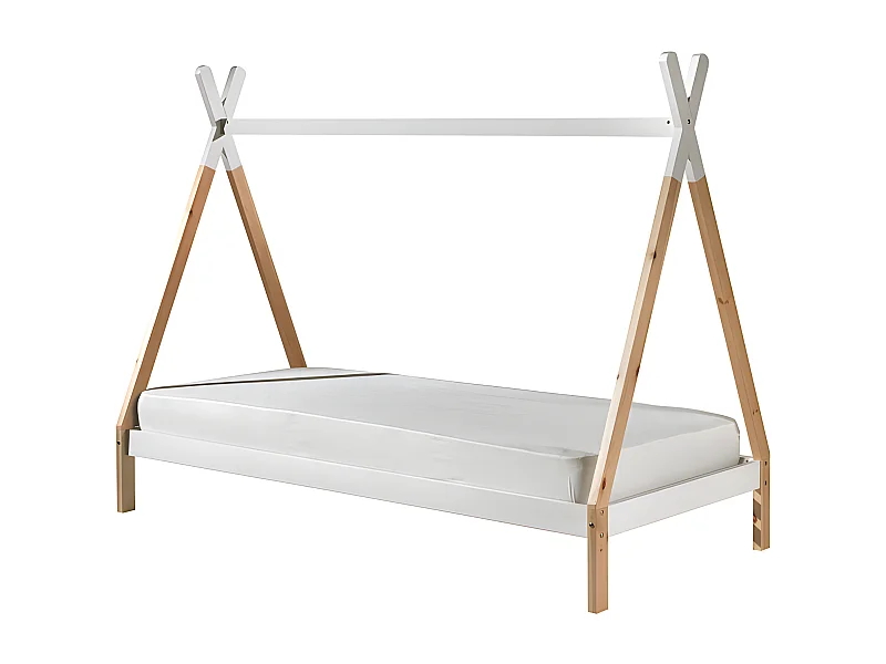Lit Enfant en Pin Massif "Tipi" 90x200cm Blanc