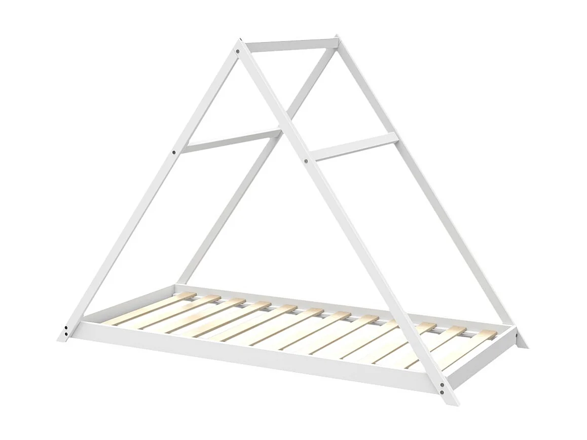 Lit cabane APACHE 90x190 + 1 sommier / Blanc