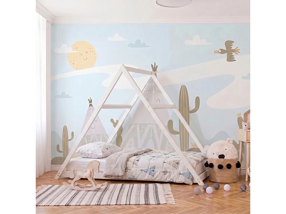 Lit cabane APACHE 90x190 + 1 sommier / Blanc