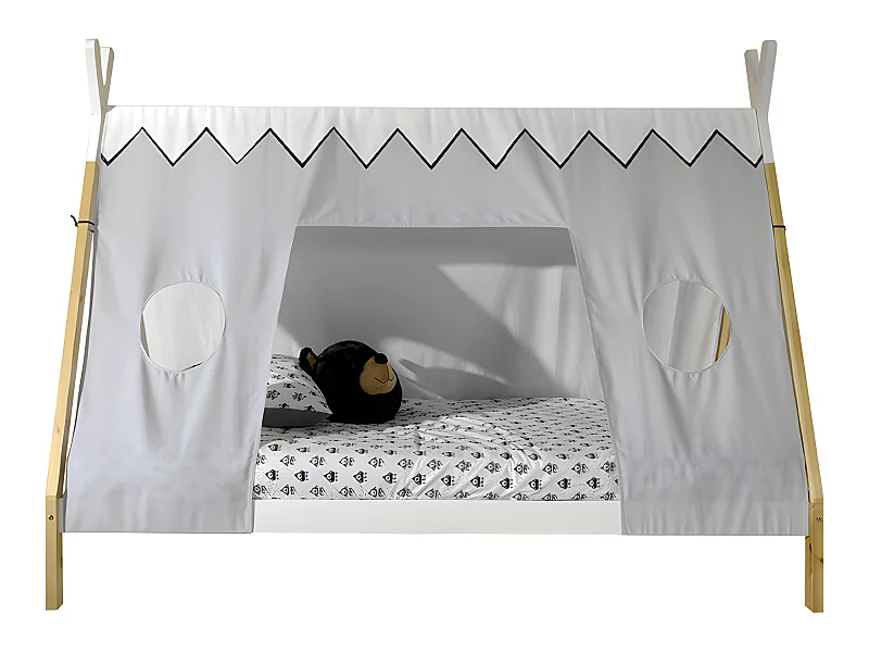 Pack - Lit Enfant & Voile "Tipi" 90x200cm Blanc