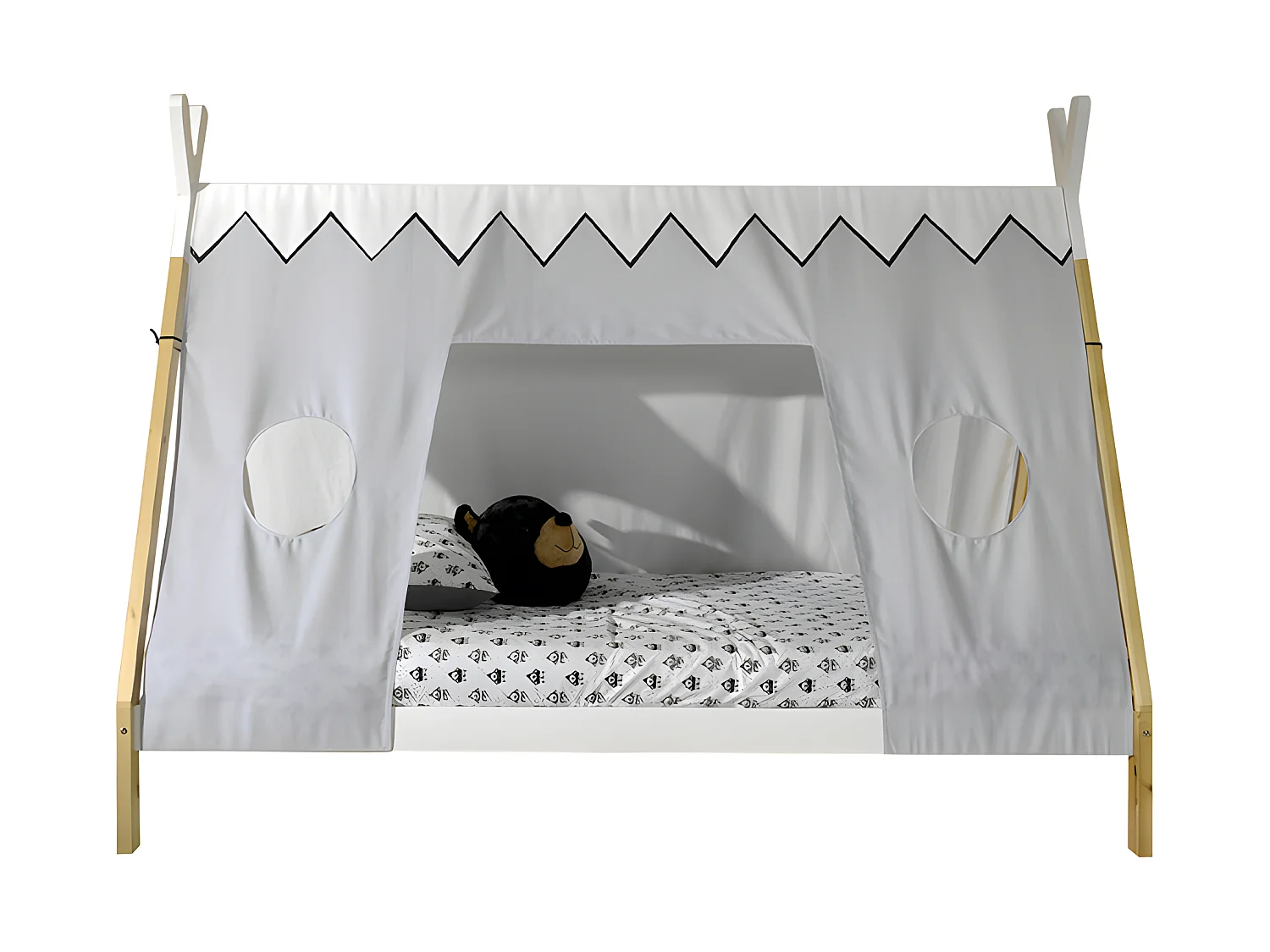 Pack - Lit Enfant & Voile "Tipi" 90x200cm Blanc