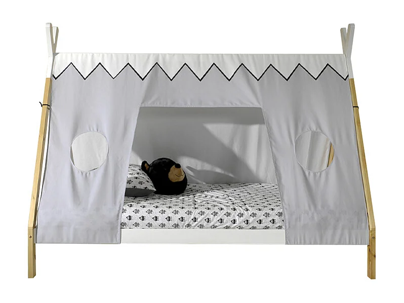 Pack - Lit Enfant & Voile "Tipi" 90x200cm Blanc