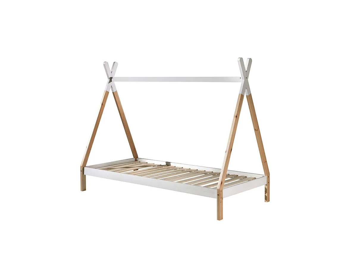 Pack - Lit Enfant & Voile "Tipi" 90x200cm Blanc