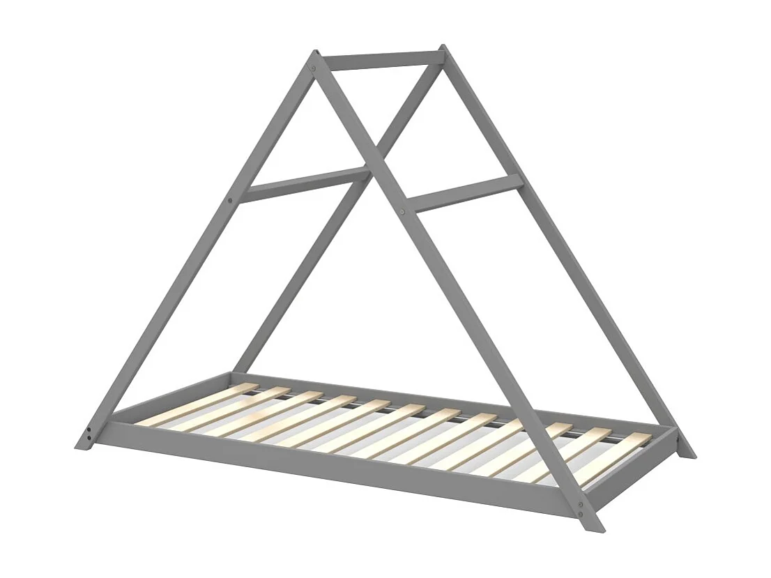 Lit cabane APACHE 90x190 + 1 sommier / Gris